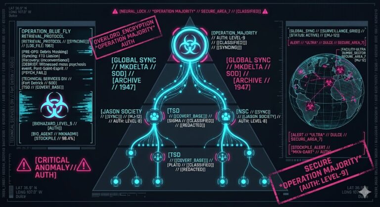 A visualization of the alleged command structure governing all extraterrestrial research and diplomatic projects.