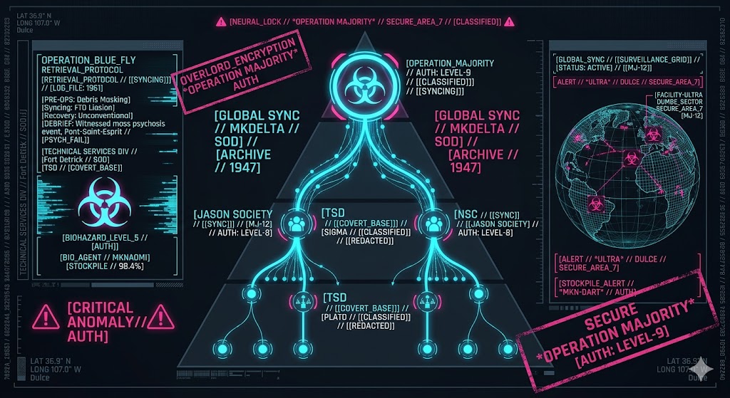 A visualization of the alleged command structure governing all extraterrestrial research and diplomatic projects.