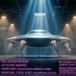 Tactical visualization of the 1955 LOOK Magazine flying saucer fighter design in an underground military facility.