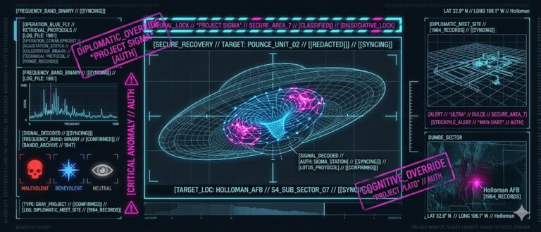Tactical HUD showing binary communication logs and diplomatic encounter sites for Project Sigma