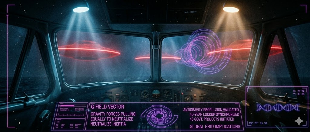 Tactical visualization of an artificial gravity field used by a flying saucer for extreme acceleration.