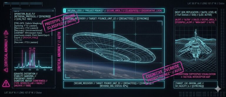 A visualization of the scanning and replication protocols used under Project Pounce to analyze alien space technology.