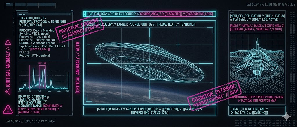 A visualization of the scanning and replication protocols used under Project Pounce to analyze alien space technology.
