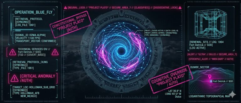 A visualization of the secure terminal used to manage the classified treaties and diplomatic communications under Project Plato.