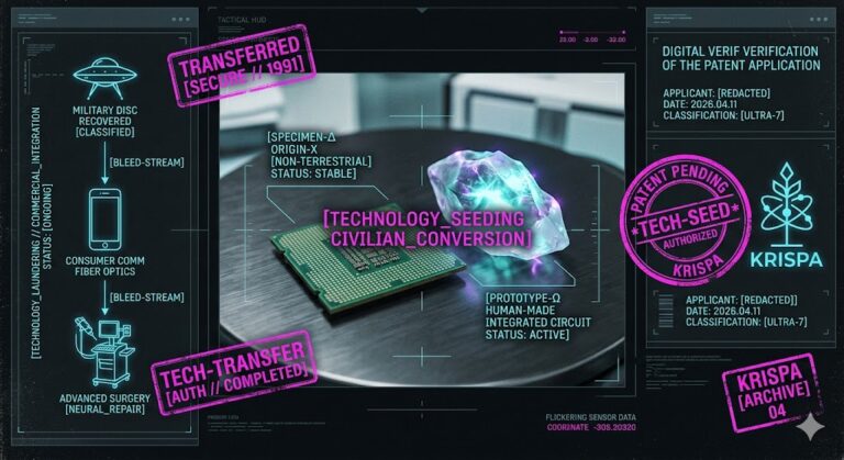 A visualization of the transition from exotic NHI materials to everyday human technological applications.