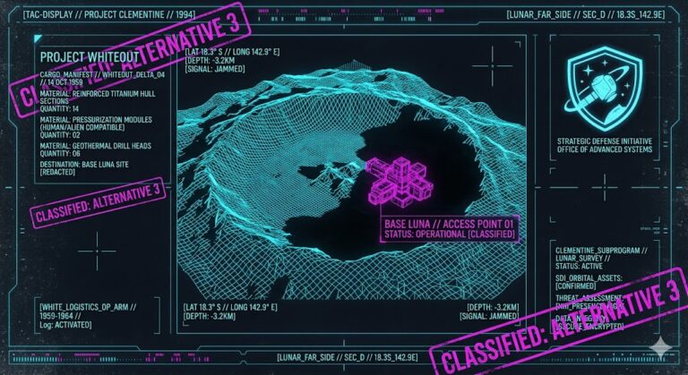 A tactical visualization of the secret lunar infrastructure identified during Project Clementine.