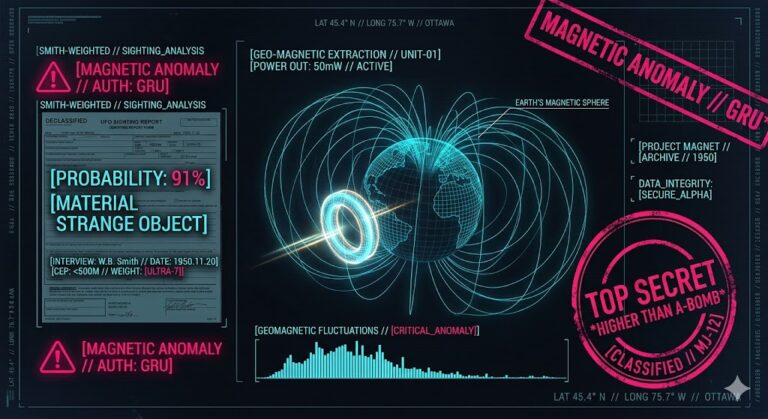 A visualization of Wilbert Smith’s theories on abstracting potential energy from the Earth's magnetic field for propulsion.