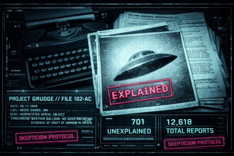 A visualization of the Project Grudge methodology: reclassifying unknown aerial phenomena as conventional objects.