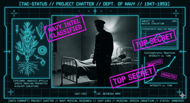 A visualization of the 1947 Navy Project Chapter, the first post-war mind control study.