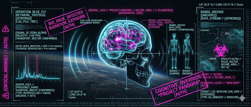 A visualization of electromagnetic radiation interference on human neural pathways as researched during the Moscow Signal investigation.