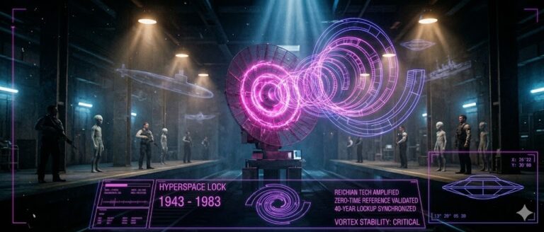 Tactical visualization of the Montauk Project's hyperspace rift and the SAGE radar interference used for time travel experiments.