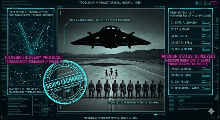 A visualization of the 1965 ambassador exchange between the United States and the Eben species.