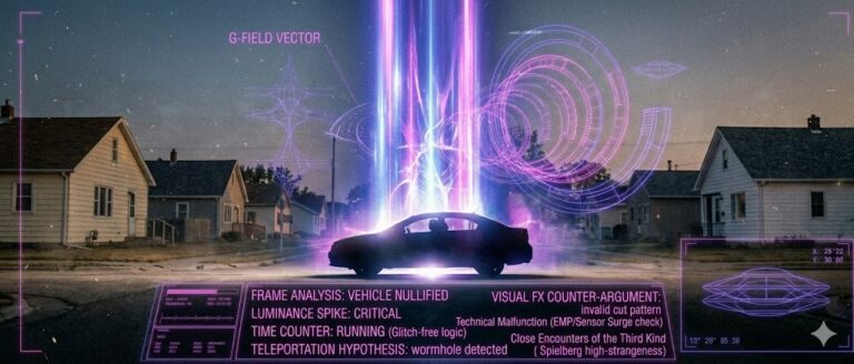Tactical visualization of a car disappearing in a flash of light on a North Dakota street.