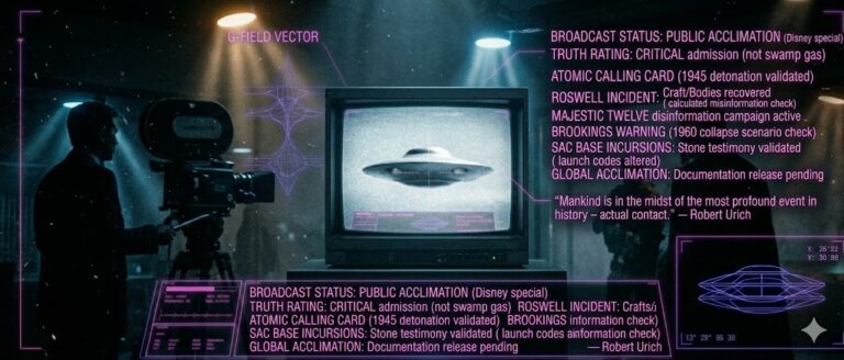 Tactical visualization of the 1995 Disney "Alien Encounters" broadcast and the theme of public acclimation.