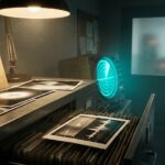 Cinematic photorealistic scene of the Project Blue Book 'Unidentified' files and radar data in a 1960s military office.