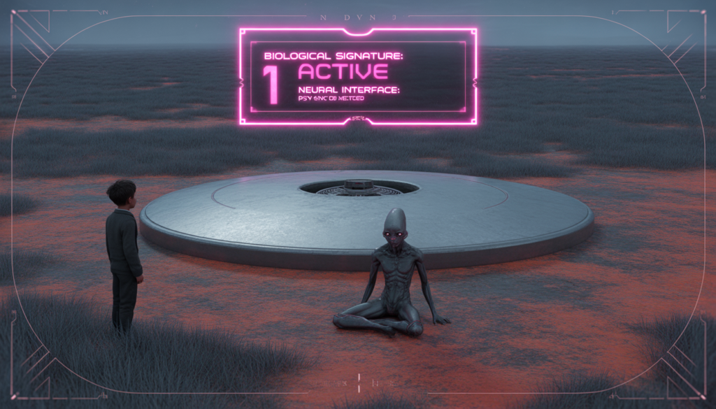 Tactical visualization of Gerald Anderson’s 1947 encounter with a surviving alien at the Roswell crash site.
