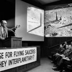 Dr. James McDonald lecturing on the 1966 Lunar Orbiter spires as proof of UFOs.