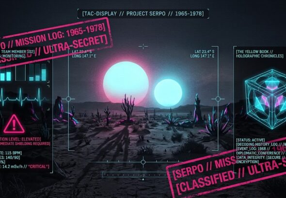 A tactical visualization of the environment and mission status on the planet Serpo.