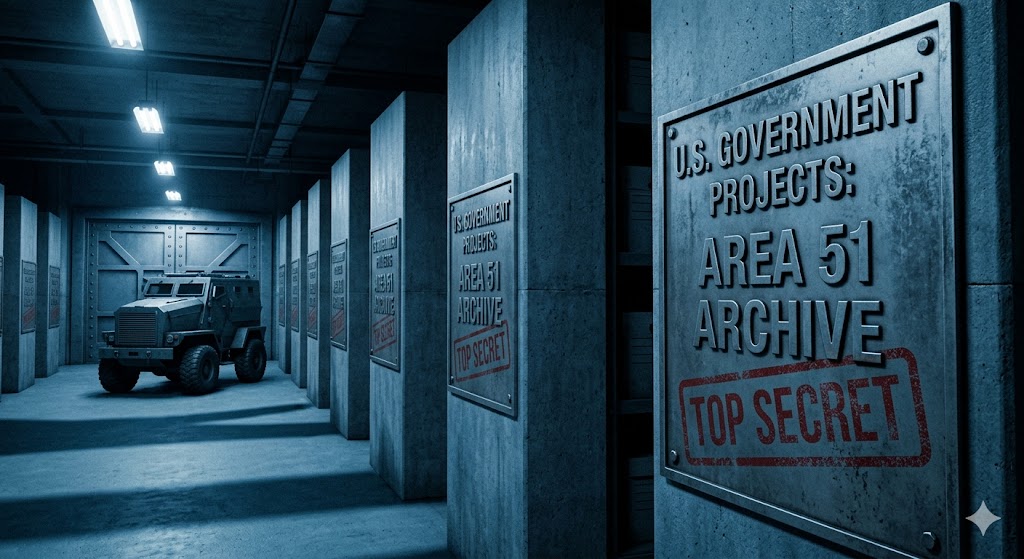 Classified U.S. government UFO project files and archive storage.