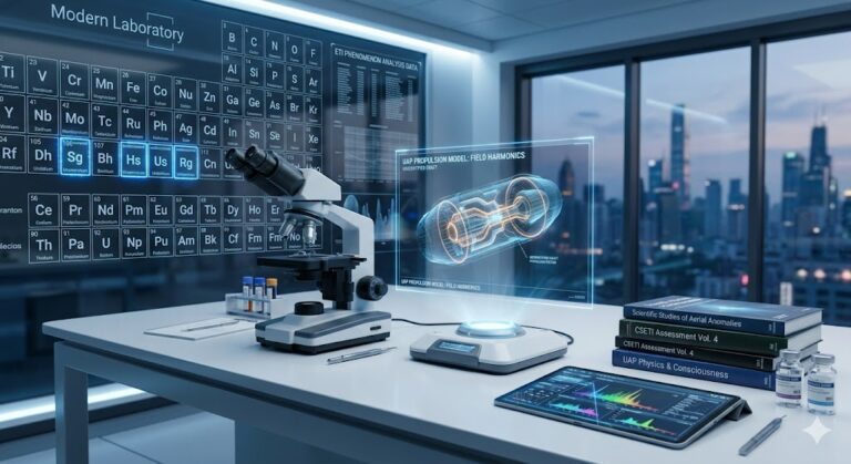 Scientific laboratory setup for the analysis of UAP propulsion and ETI data.