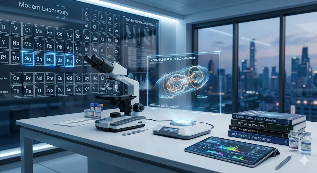Scientific laboratory setup for the analysis of UAP propulsion and ETI data.
