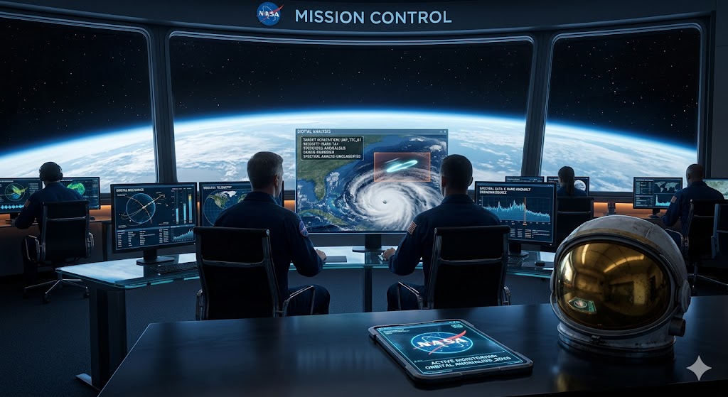 NASA mission control analysis of a UAP anomaly in Earth's orbit